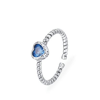 Blue Heart Sterling Silver Ring