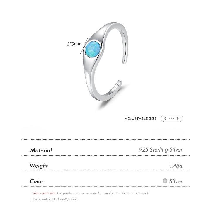 Opal Glow Adjustable Sterling Silver Ring - Haluzzishop