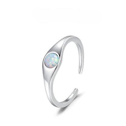 Opal Glow Adjustable Sterling Silver Ring