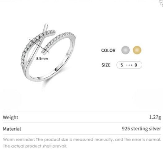 Golden Luxe Adjustable Silver Cubic Zirconia Ring - Haluzzishop