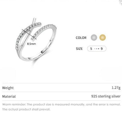 Golden Luxe Adjustable Silver Cubic Zirconia Ring - Haluzzishop