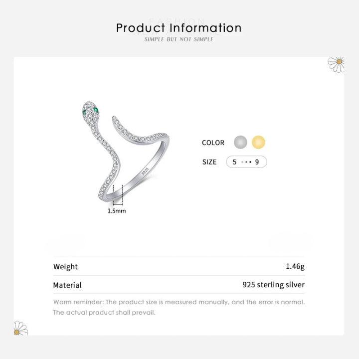 Sterling Silver Snake Ring - Haluzzishop