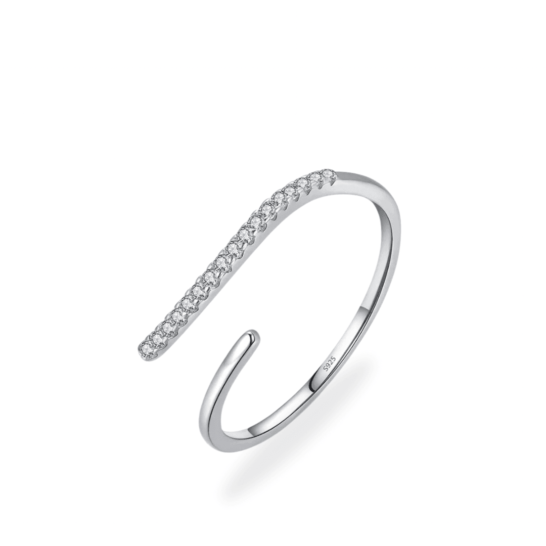 Silver Essence: Delicate Ring with Cubic Zirconia and Opening