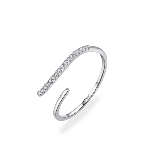 Silver Essence: Delicate Ring with Cubic Zirconia and Opening