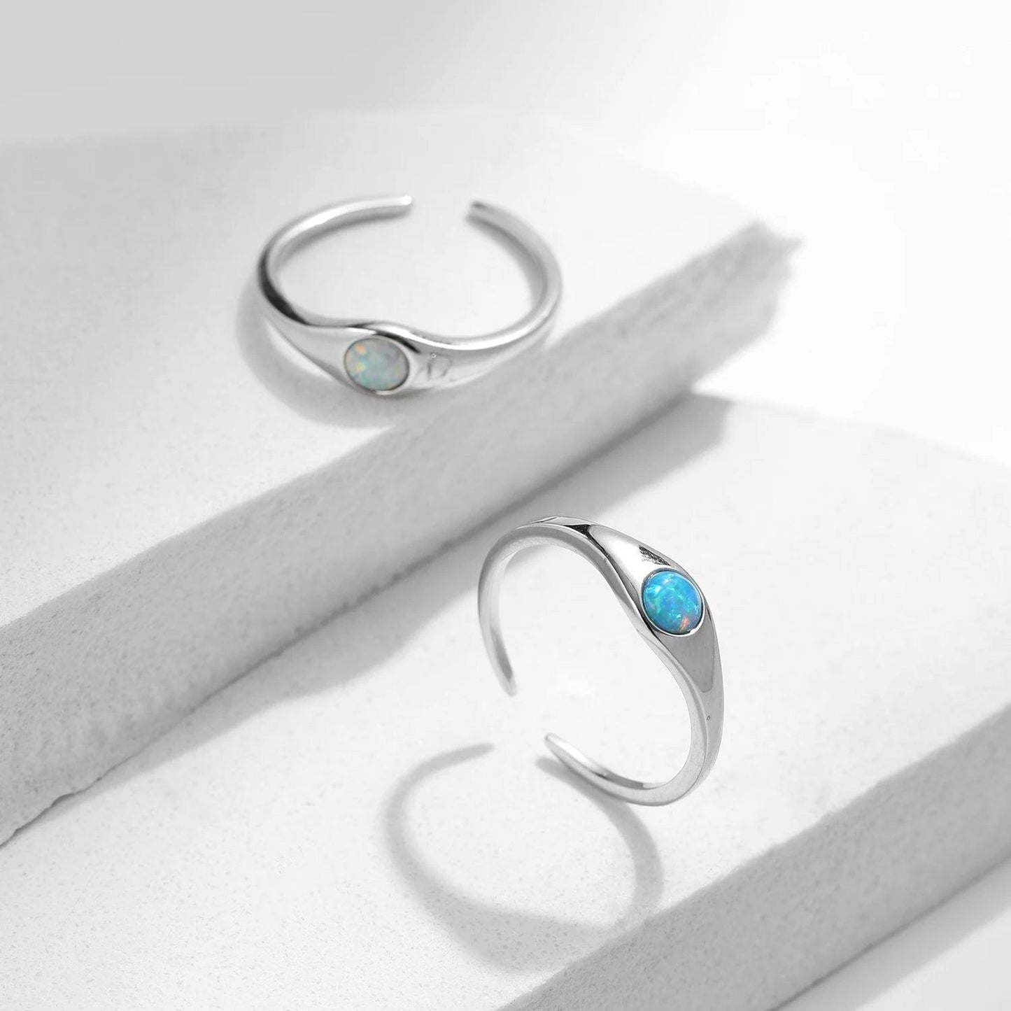 Opal Glow Adjustable Sterling Silver Ring - Haluzzishop