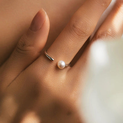 Seaside Pearl Ring in Sterling - Haluzzishop